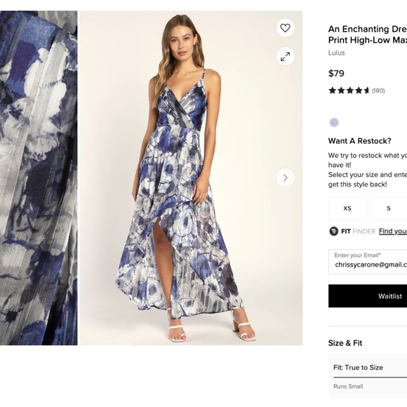 An Enchanting Dream Navy Multi Print High-Low Maxi Dress - Picture 4 of 6